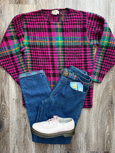 Pink check jumper