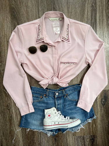 Embroidered pink blouse