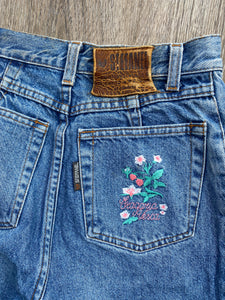 Floral embroidered jeans. Petite (W24 L22)