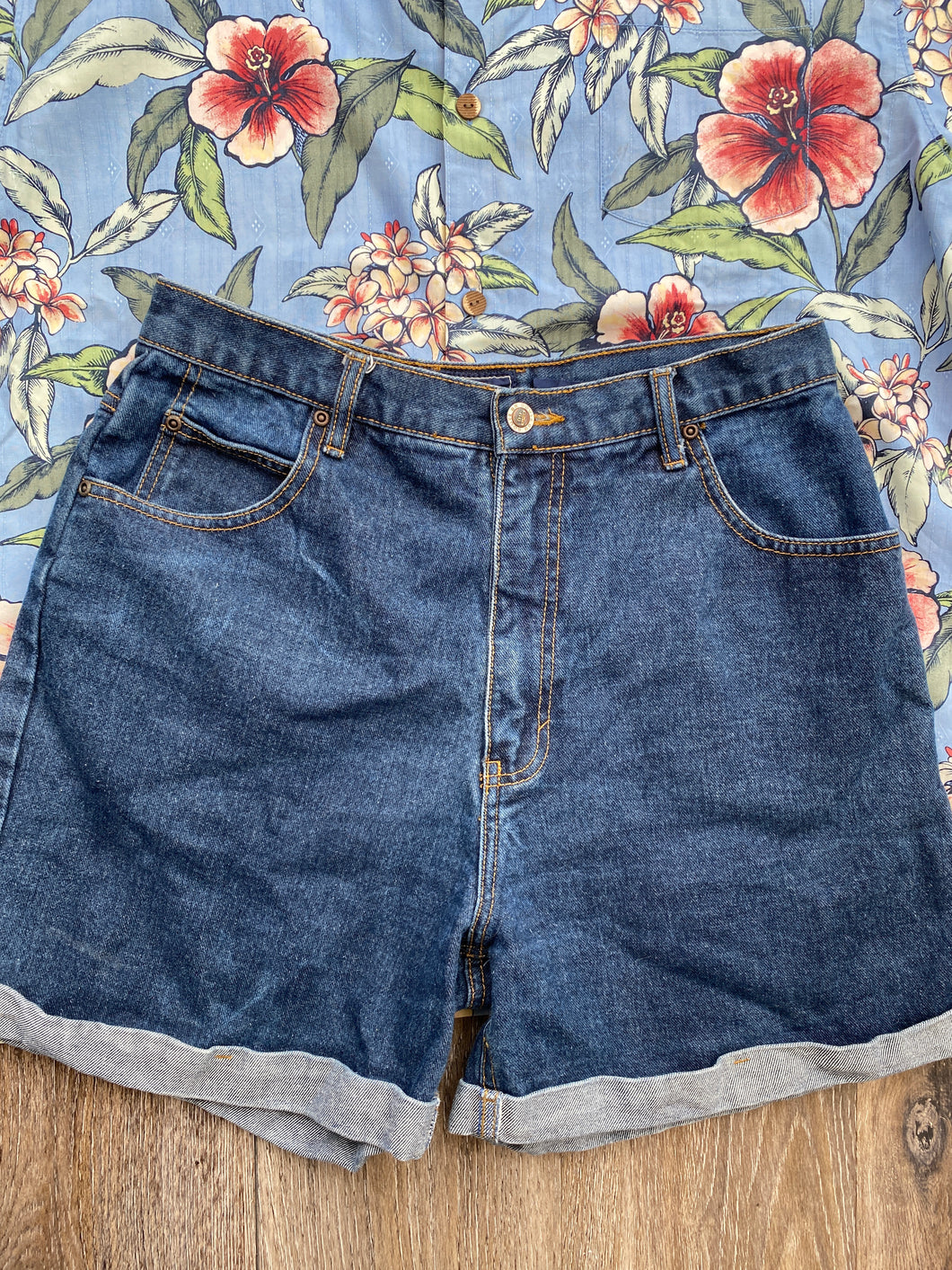 Dark denim Route 66 shorts (W31)