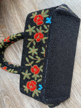 Load image into Gallery viewer, Beaded black rose bag