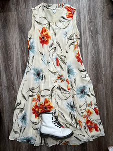 Cream floral dress (size 14)