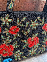 Load image into Gallery viewer, Beaded black rose bag