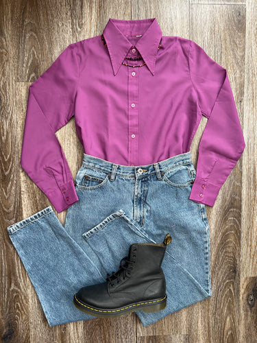 Purple dagger collar blouse