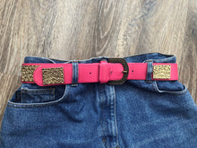 Load image into Gallery viewer, Vintage Mondi Pink/gold leather belt (10-14)