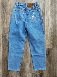 Floral embroidered jeans. Petite (W24 L22)