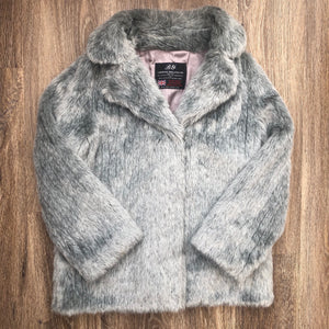 Grey faux fur coat